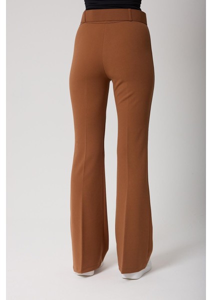 Kadın Kemerli Yüksek Bel Ispanyol Paça Pantolon indirimleri