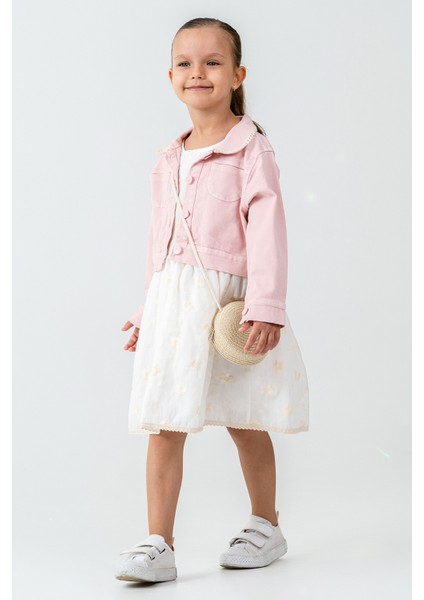 Hasır Çantalı Nakışlı Kız Çocuk 3\'lü Takım - 26K 7265 modelleri