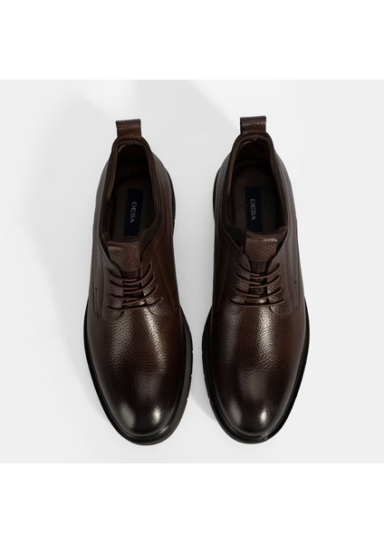 Erkek Kahve Bağcıklı Deri Günlük Ayakkabı