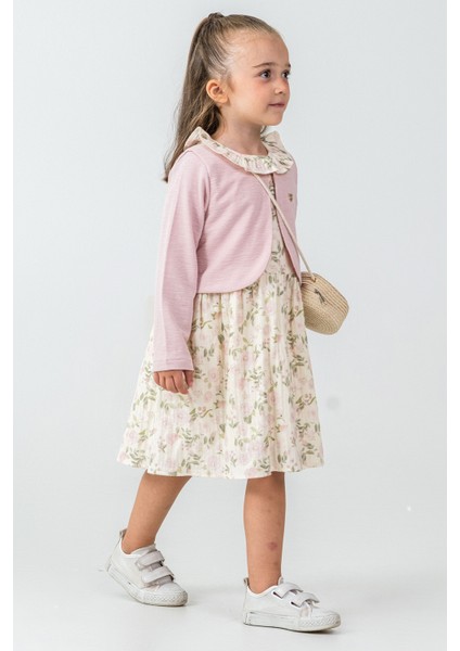 Gül Detaylı Hırkalı Kız Çocuk 3\'lü Takım - 26K 7271 fiyatları
