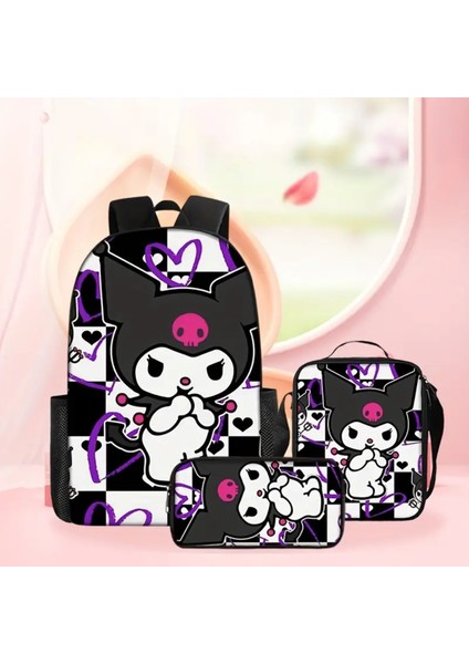 Çocuk Sırt Çantası Seti Kuromi Figürlü (Sırt Çantası /beslenme(Omuz) Çant. / Kalem Kutusu) D283 fiyatları