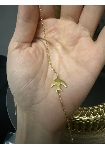 Altın Renk Kuş Çelik Bileklik - Özgürlük Kuşu Çelik Kadın Bileklik - Ince Zincir Kuş Figürlü Bileklik fiyatları