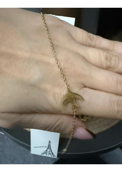 Altın Renk Kuş Çelik Bileklik - Özgürlük Kuşu Çelik Kadın Bileklik - Ince Zincir Kuş Figürlü Bileklik fırsatları