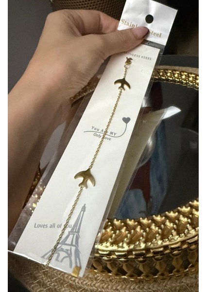 Altın Renk Kuş Çelik Bileklik - Özgürlük Kuşu Çelik Kadın Bileklik - Ince Zincir Kuş Figürlü Bileklik indirimleri