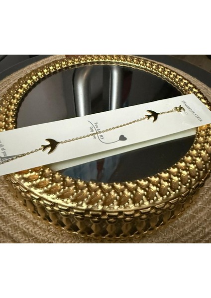 Altın Renk Kuş Çelik Bileklik - Özgürlük Kuşu Çelik Kadın Bileklik - Ince Zincir Kuş Figürlü Bileklik