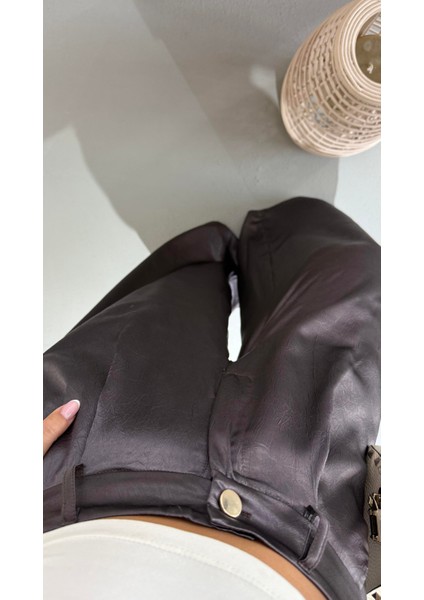 Saten Bol Paça Palazzo Pantolon Metalik Kahve fırsatları