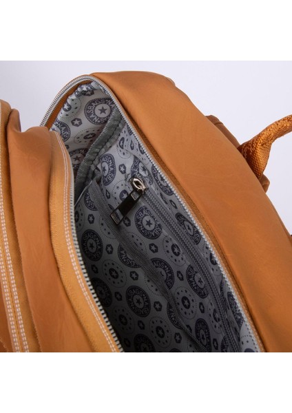 Kadın Çok Gözlü Geniş Iç Hacimli Su Geçirmez Sırt Çantası Hardal fiyatları