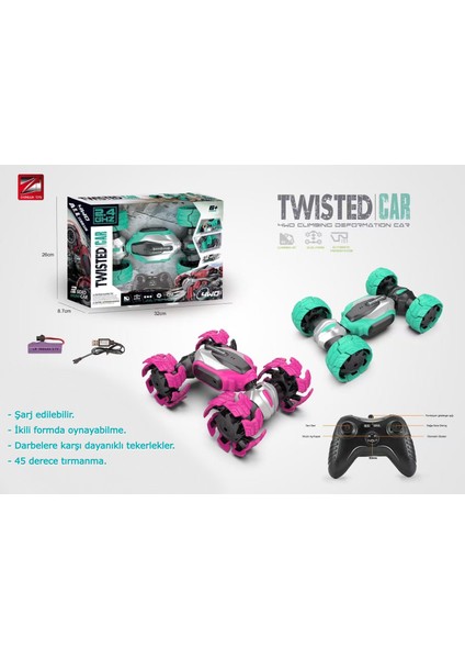 Twisted Car Uzaktan Kumandalı Akrobasi Araba Şarjlı