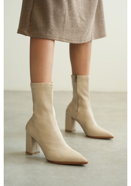 Kadın Enjoy Kalın Topuklu Streç Bot - Ten Deri fiyatları