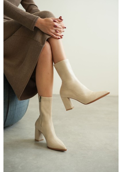 Kadın Enjoy Kalın Topuklu Streç Bot - Ten Deri modelleri