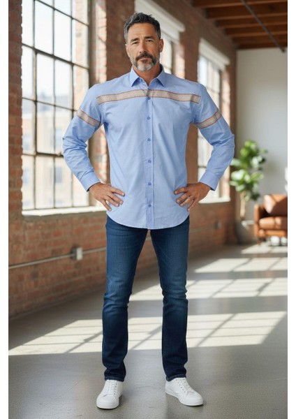 Klasik %100 Cotton Uzun Kollu Terletmeyen Kışlık Flanel Kumaş Renkli Çizgili Gömlek (Regular Kalıp)