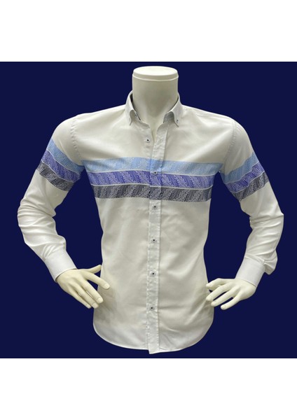 Klasik %100 Cotton Uzun Kollu Terletmeyen Kışlık Flanel Kumaş 3 Renkli Çizgili Gömlek (Regular Kalıp) fiyatları