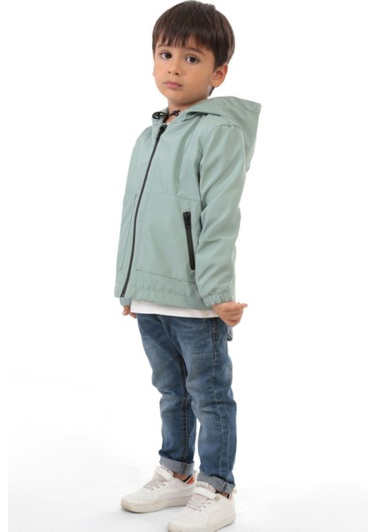 Erkek Çocuk Astarlı Su ve Rüzgar Geçirmez Kapüşonlu Çift Fermuarlı Yağmurluk fırsatları