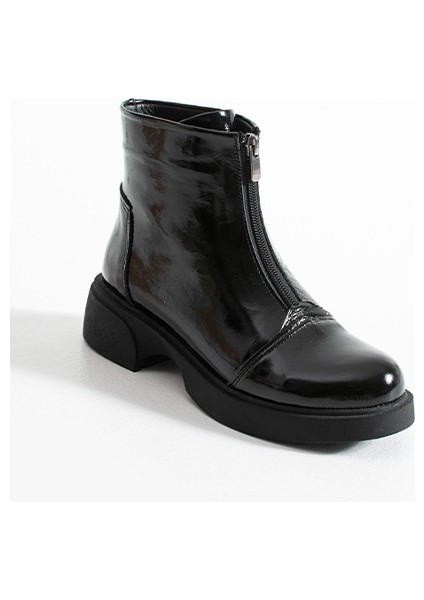 217651115-1 Zenne Kadın Bot Siyah Rugan Deri