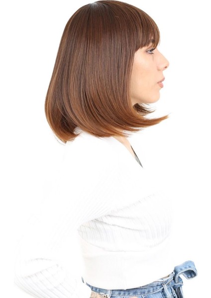 Küt Kahküllü Fiber Sentetik Peruk - Kahve Karamel fiyatları