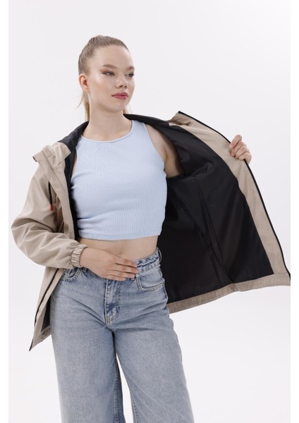 Kadın Su Geçirmez ve Rüzgara Dayanıklı Astarlı Kapüşonlu Yağmurluk - Rüzgarlık fırsatları