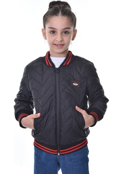 Kız Çocuk Kolej Yaka Astarlı Su ve Rüzgar Geçirmez Fermuarlı Mont Ceket