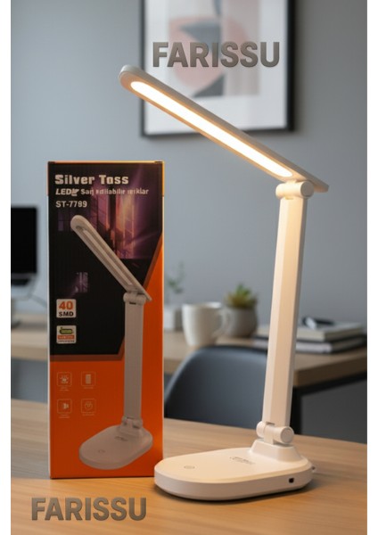 ST-7799 Göz Koruyucu, Katlanabilir LED Masa Lambası | 2400 Mah Şarjlı, 3 Kademeli Işık Ayarı