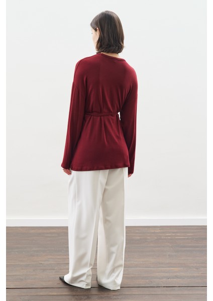 Beli Bağlama Tasarımlı Bluz Bordo indirimleri