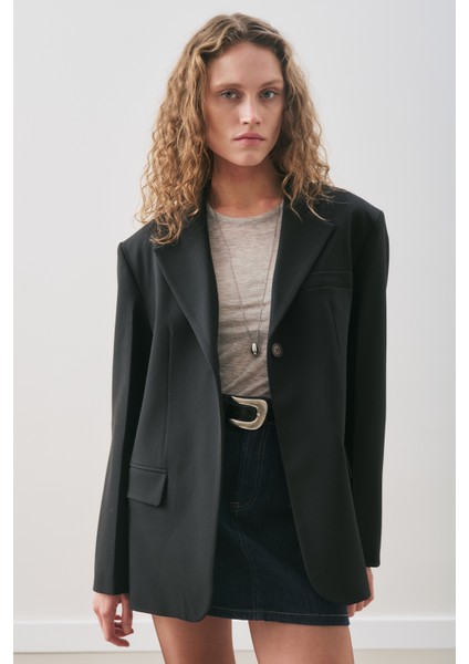 Jun Tek Düğmeli Blazer Ceket Siyah modelleri