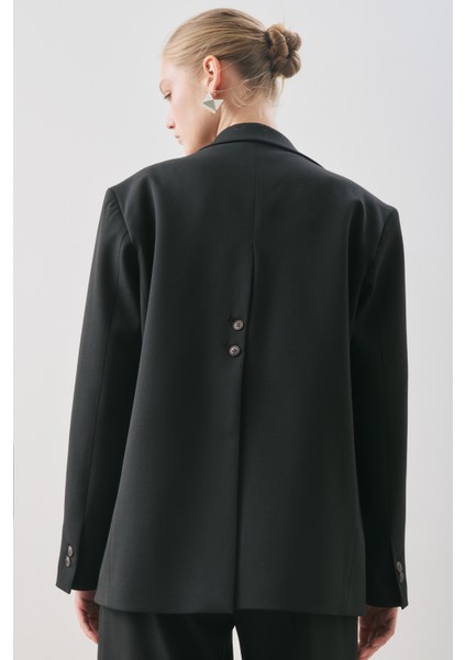 Jun Tek Düğmeli Blazer Ceket Siyah