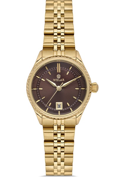 Wel 2511-5 Kadın Kol Saati – Çelik Kasa & Kordon, Takvimli, Gold Renk, 3 Atm Suya Dayanıklı