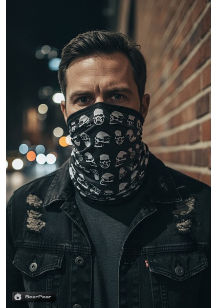 Çoklu Kurukafa Figürlü Boyunluk Unisex Buff Baf Maske Bandana