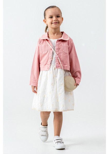 Hasır Çantalı Nakışlı Kız Çocuk 3\'lü Takım - 26K 7265 fiyatları