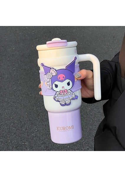 Kuromi Karakterli Sanrio 900ML Çocuk Termos Matara Paslanmaz Çelik Lila AD63257