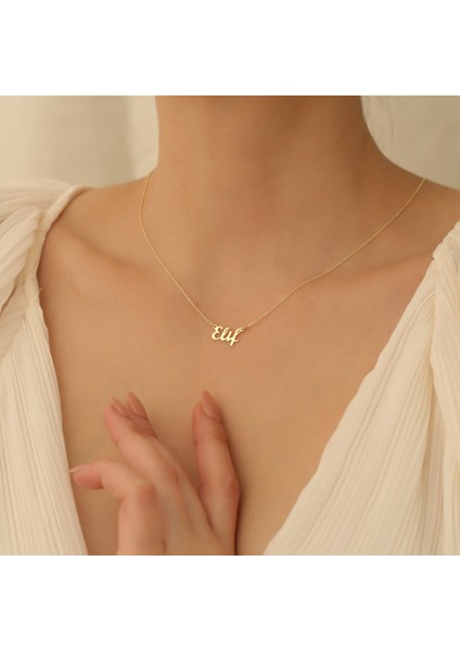 14 Ayar Altın Mikron Kaplamalı Kişiye Özel İsim Gümüş Kolye - CN00267