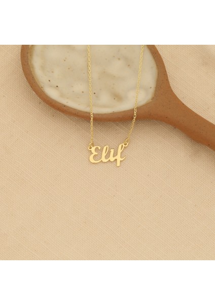 14 Ayar Altın Mikron Kaplamalı Kişiye Özel İsim Gümüş Kolye - CN00267