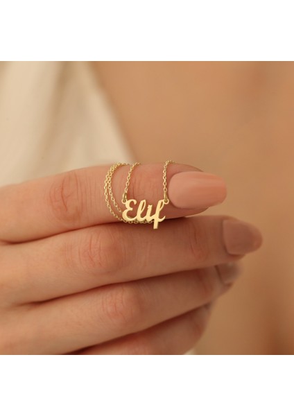 14 Ayar Altın Mikron Kaplamalı Kişiye Özel İsim Gümüş Kolye - CN00267