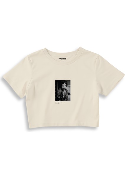 Mick Jagger Backstage At The Palladium London 1967 Crop Tişört - Ekru