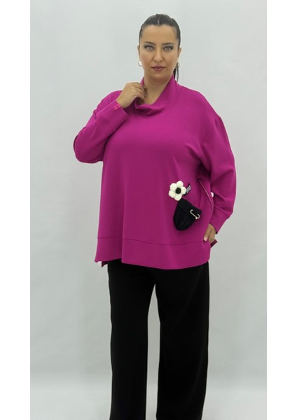 Büyük Beden Geniş Kalıp Çiçek Fiyonklu Hakim Yaka Kadın Eşofman Takımı fiyatları