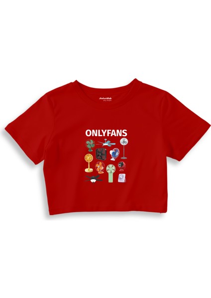 Onlyfans Crop Tişört - Kırmızı