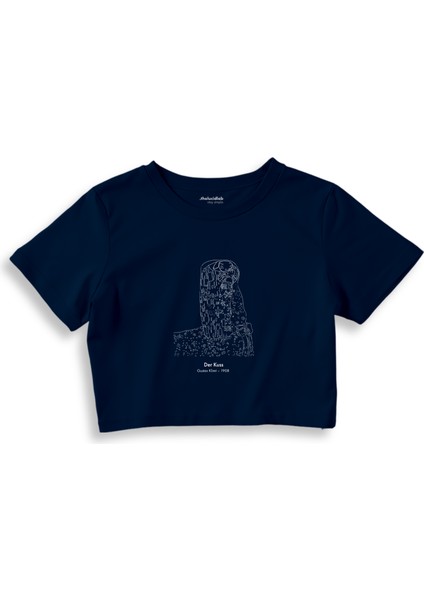 Der Kuss Crop Tişört - Lacivert