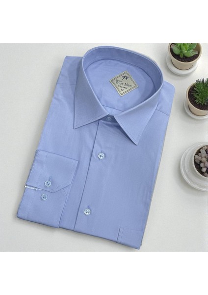 Klasik %100 Cotton Uzun Kollu Terletmeyen Kışlık Flanel Kumaş Mavi Gömlek (Regular Kalıp) fiyatları