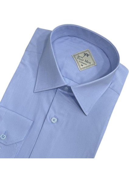 Klasik %100 Cotton Uzun Kollu Terletmeyen Kışlık Flanel Kumaş Mavi Gömlek (Regular Kalıp) modelleri