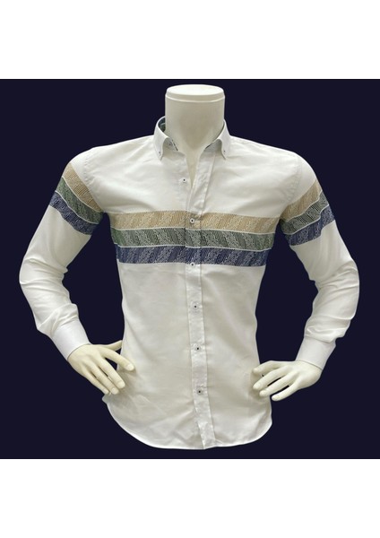 Klasik %100 Cotton Uzun Kollu Terletmeyen Kışlık Flanel Kumaş 3 Renkli Çizgili Gömlek (Regular Kalıp) fiyatları