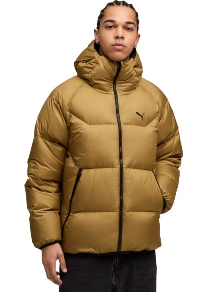 Hooded Down Puffer Erkek Sarı Günlük Stil Mont 68838269