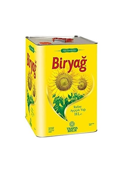 Trakyabirlik Biryağ Rafine Ayçiçek Yağı Teneke 18 Lt