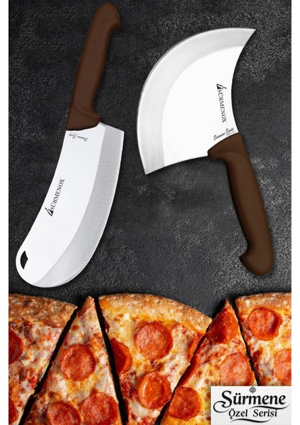 Sürmene Kahve Serisi Mutfak Bıçak Seti Pizza Börek Pide Bıçağı Salata Bıçağı 2 Li Set HDS-114