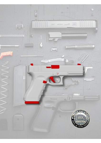 GLOCK18 Modeli 1/3 Ölçekli Işlevsel ve Modifiye Edilebilir Masa Süsü, Fidget Oyuncak ve Anahtarlık