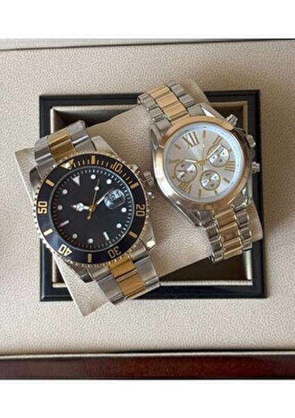 Çift Kol Metal Kordon Analog Sevgili Saatleri Özel Kutuda Şık Tasarım indirimleri