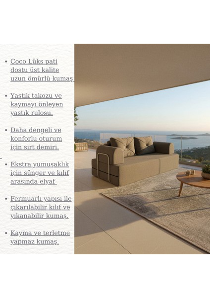 Etena 2 Kişilik Aktivite Koltuğu Çift Kişilik Silinebilir Kanepe Modern Tamamen Sünger Uzanma Koltuk fırsatları