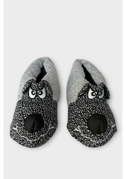 Erkek Örgülü Panduf Ev Botu Gri