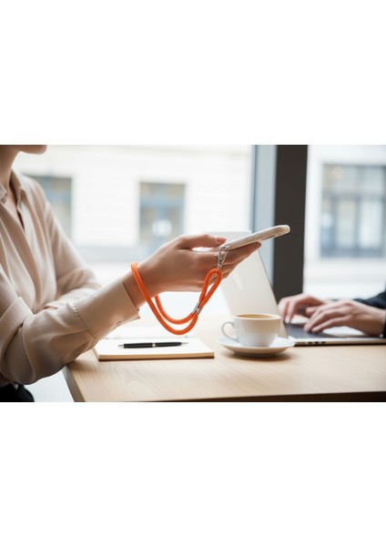 Turuncu Paracord Telefon El Askısı Tüm Kılıflara Uyumlu