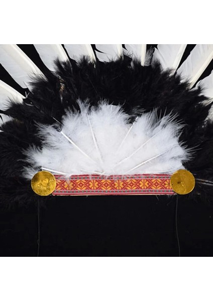 Beyaz Tüylü Siyah Kırmızı Büyük Hintli Kızılderili Başlığı - Lisinya indirimleri