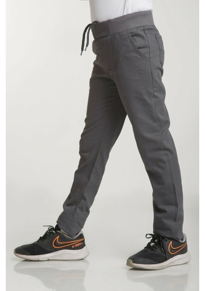 Çocuk Beli Ribanalı Tam Lastikli Kanvas Kumaş Günlük ve Okul Pantolonu