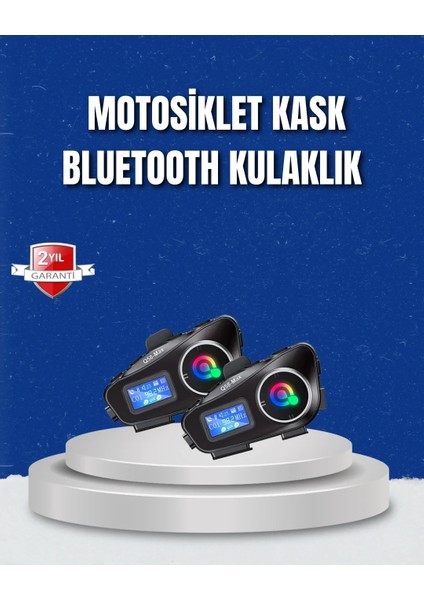 LCD Ekranlı Bluetooth Kask Kulaklığı Fm Radyo ve Sd Kart Girişli